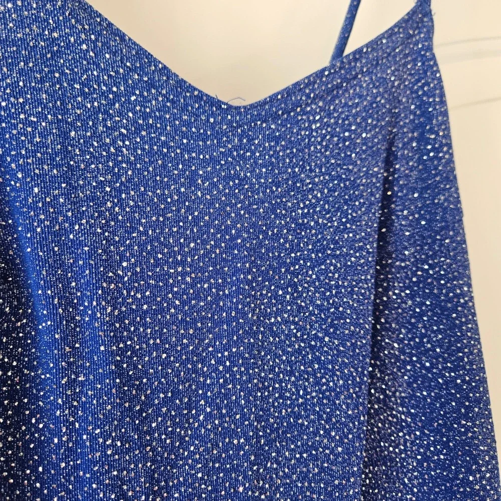Vtg 90s Jump Dress Sparkle Royal Blue Maxi Dress Long Sz 9/10 Formal Prom Y2K‎